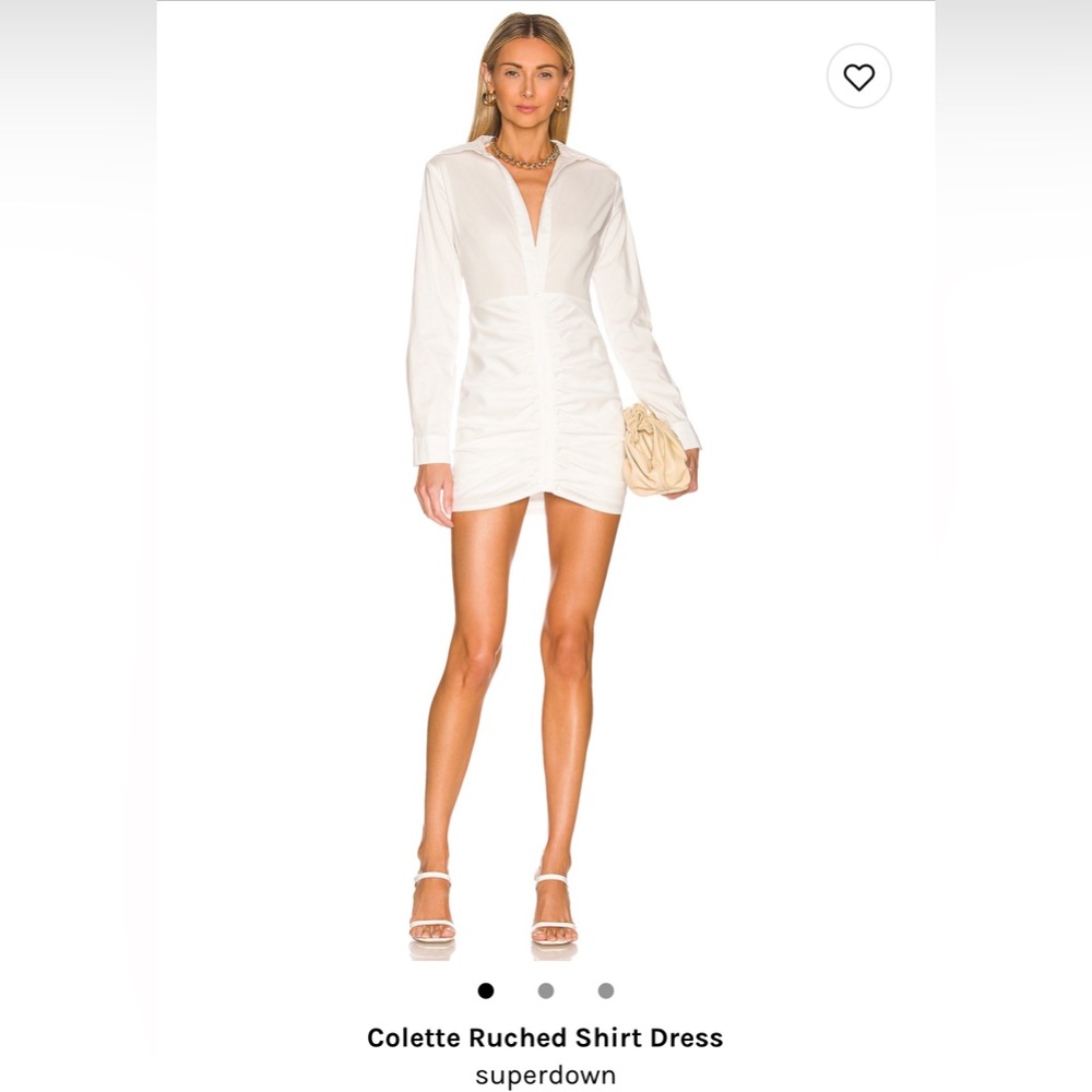 Superdown white ruched shirt dress